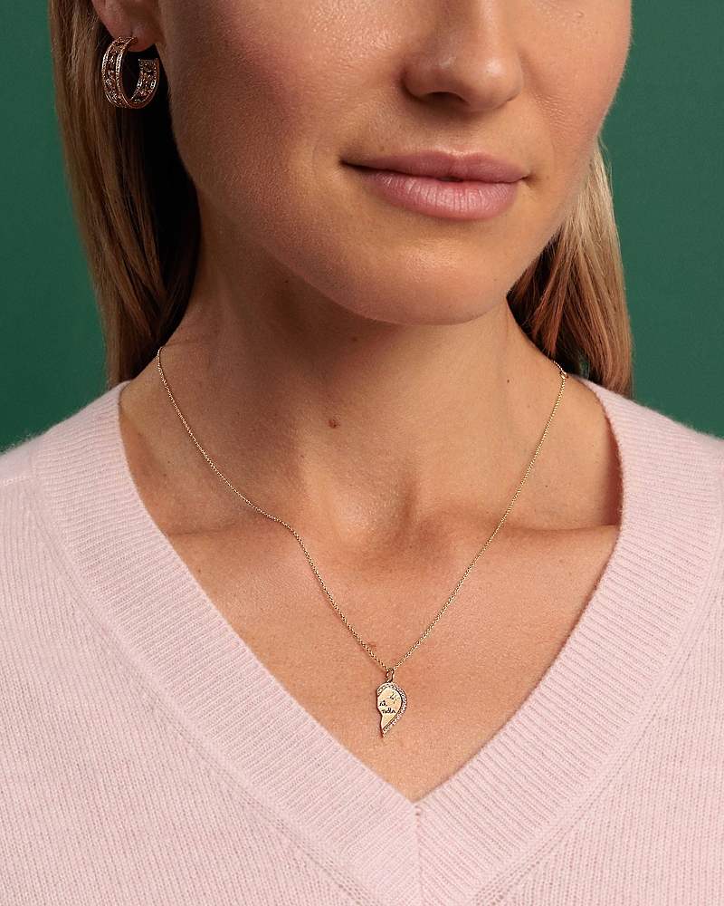 Sydney Evan 14k Yellow Gold Multi Gemstone & Diamond Accent Wicked Best Friends Mizpah Heart Pendant Necklaces, In Gold