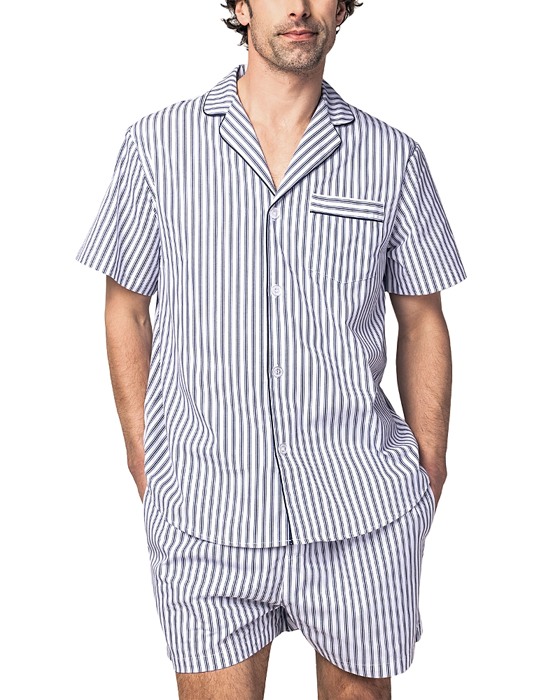 Petite Plume Brushed Cotton Twill Ticking Stripe Short Pajama Set