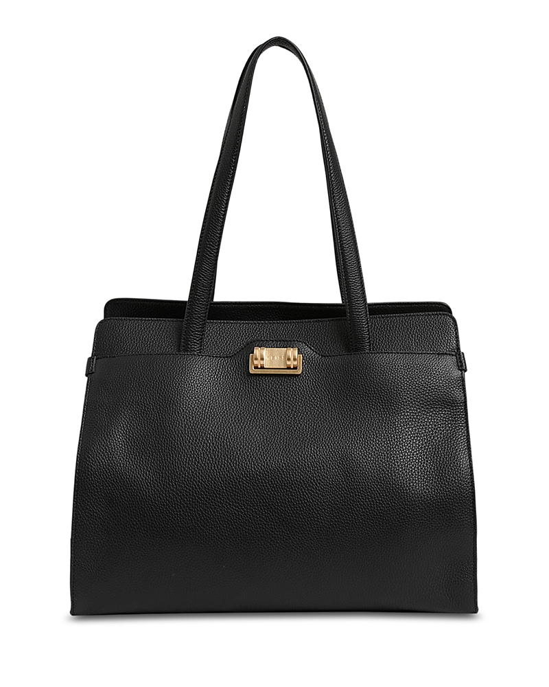 Reiss Delphine Leather Tote In Black