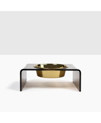 Hiddin Smoke Bronze Single Bowl Pet Feeder, 2 Quart Gold Bowl