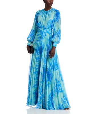  Floral Print Pleated Dress