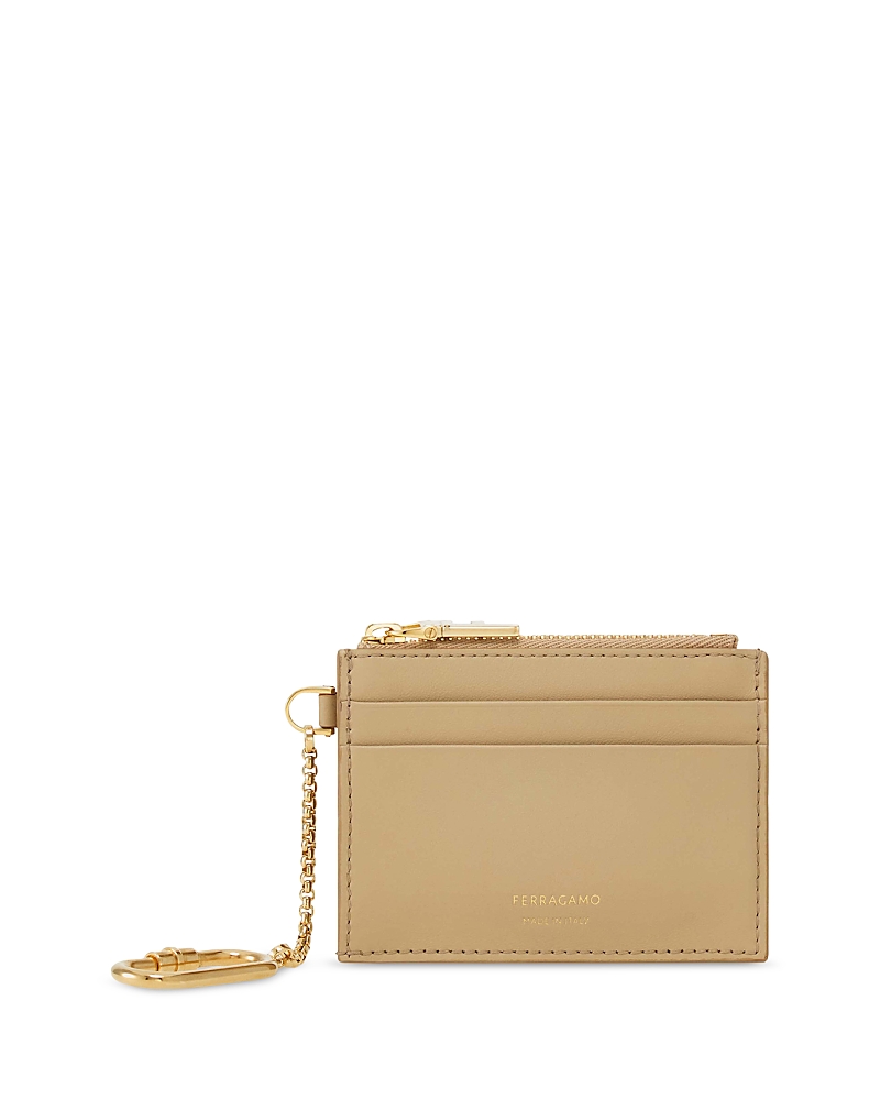 Ferragamo Card Holder With Key Holder In Stone