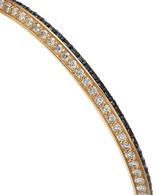 Black & White Diamond Angled Bangle Bracelet in 14K Yellow Gold, 2.50 tcw