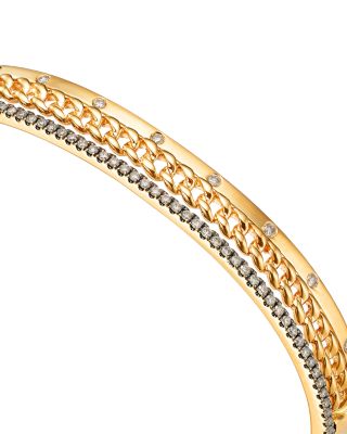 Chocolate Diamond Three Row Bangle Bracelet in 14K Yellow Gold, 0.53 tcw