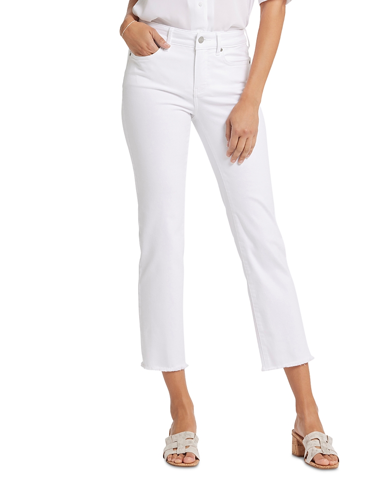 Nydj Sheri Side Slit Slim Ankle Jeans In Optic White