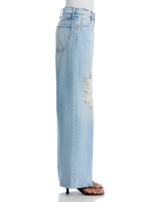デニム・ジーパン MOTHER White Stretch Denim The Spinner Wide-Leg Jeans MOTHER The Spinner Zip Sneak High Rise Wide Leg Jeans in