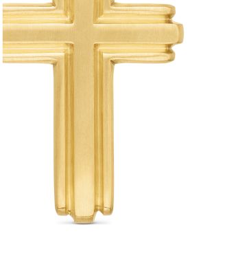 Men's Deco Cross Pendant in 18K Yellow Gold, 34mm