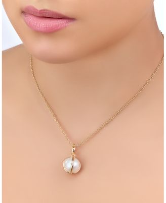 18K Yellow Gold Celeste Cultured Freshwater Pearl Pendant Necklace, 16-18"