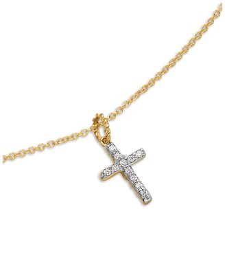 Cable Collectibles Cross Necklace with Diamonds in 18K Gold