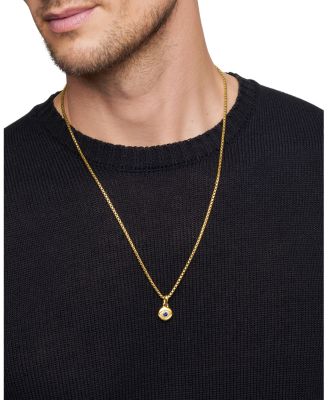 Men's 18K Yellow Gold Blue Evil Eye Amulet Pendant