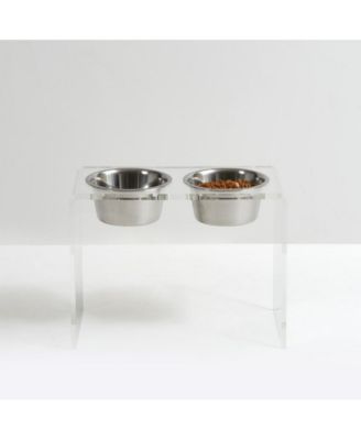 Tall Double Bowl Pet Feeder with Metal Bowls