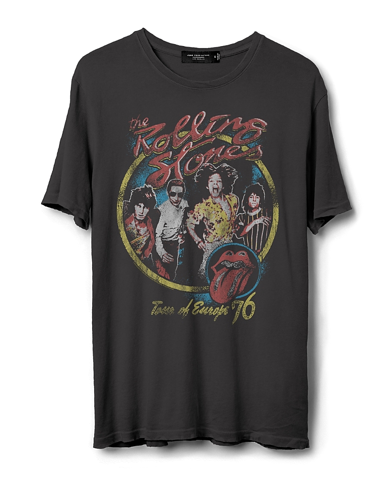 Junk Food Clothing Unisex The Rolling Stones Europe 76 Vintage Tee In Vintage Black