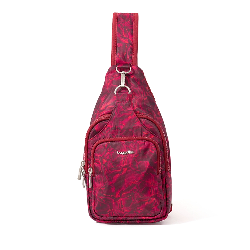 Baggallini Central Park Sling Bag In Red Divine Rose