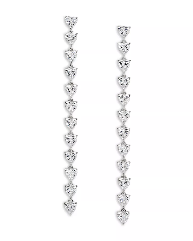 Nadri Real Love Heart Cubic Zirconia Linear Drop Earrings