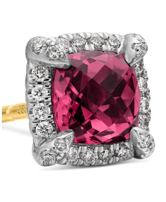 Sterling Silver Chatelaine Garnet Stud Earrings with Diamonds - Exclusive