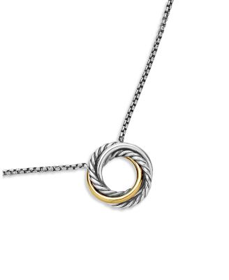 Sterling Silver &amp; 18K Yellow Gold Crossover Mini Pendant Necklace, 17&amp;quot;