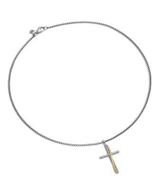 Sterling Silver & 18K Yellow Gold Crossover Cross Necklace, 17"