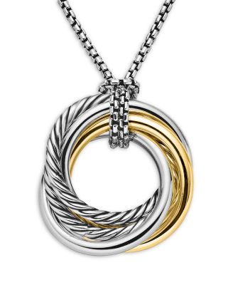 Crossover Small Pendant Necklace with 14K Gold