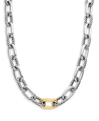 David Yurman - DY Madison&reg; Chain Necklace in Sterling Silver with 18K Yellow Gold, 13.5mm