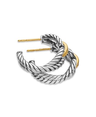 Cable Loop Hoop Earrings with 18K Gold