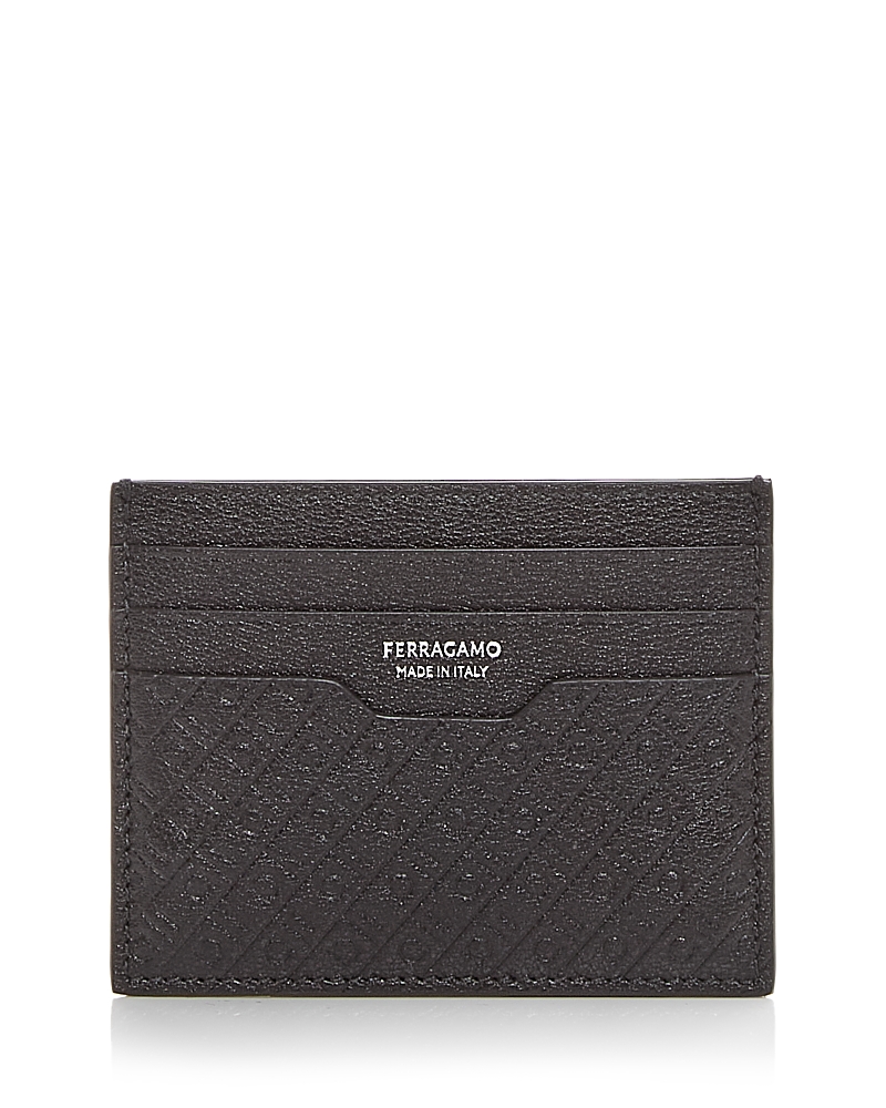 Ferragamo Gancini Leather Card Case In Nero
