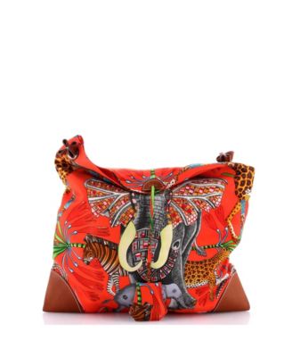 Pre-Owned Hermes Pm Silky City Bag Printed Silk and Leather