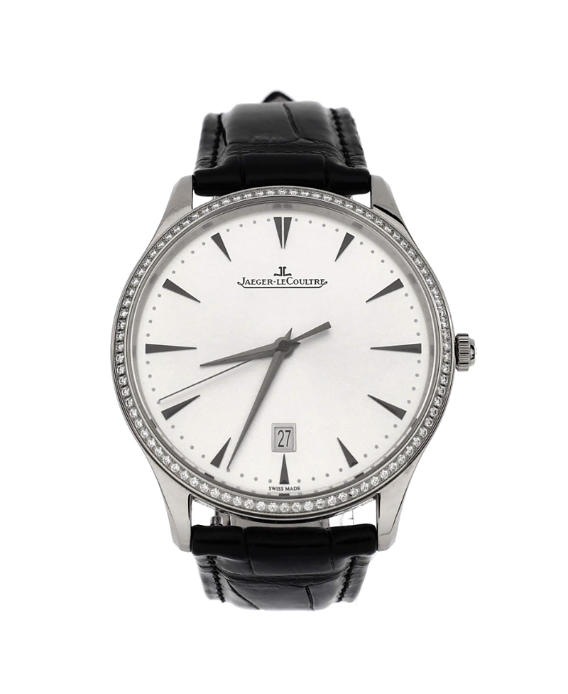Pre-owned Pre-owned Jaeger-lecoultre Jaeger-lecoultre Master Ultra Thin Date Automatic Watch In White Gold And Alligator With D In Dial Color: Silver