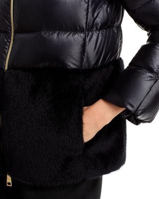 Quilted Faux Fur Trim Coat
