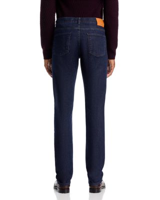Canali Stretch Denim Straight Fit Jeans in Dark Blue