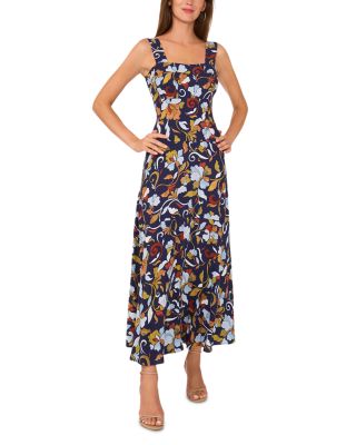 VINCE CAMUTO - Printed Square Neck Tiered Maxi Dress