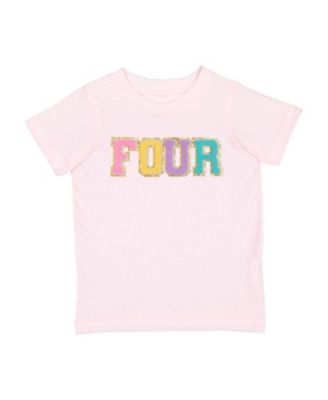Sweet Wink - Girls' Fourth Birthday Patch Short Sleeve T-Shirt - Little Kid