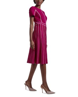 Contrast Piping Jewel Neck A Line Dress