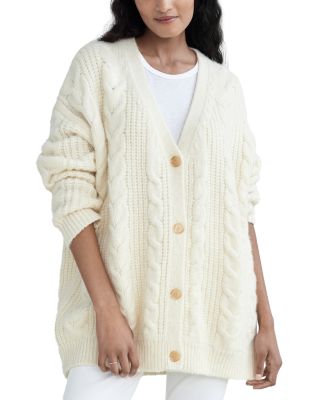 Jenni Kayne Cable Knit Cocoon V Neck Cardigan Sweater