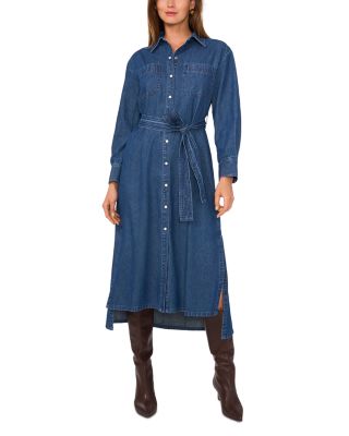 1.STATE - Denim Button Front Maxi Dress