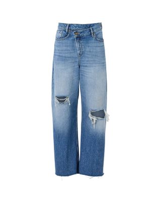 Aki Crossover High Rise Wide Leg Jeans in Light Indigo