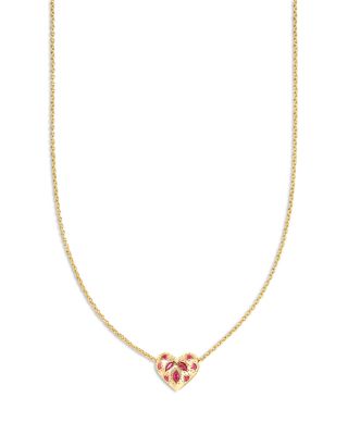 Holland 14K Gold Plated Mixed Cut Stone Heart Pendant Necklace, 19" 