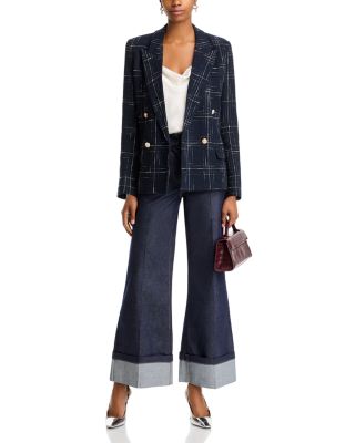 Raquelita Sheen High Rise Wide Leg Jeans in Dark Denim Blue