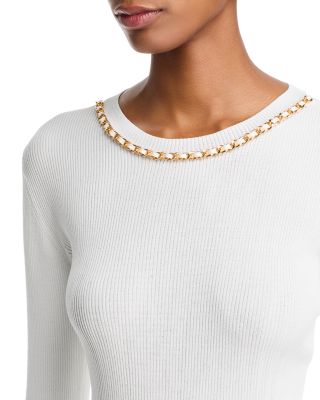 Elda Chain Crewneck Pullover Sweater