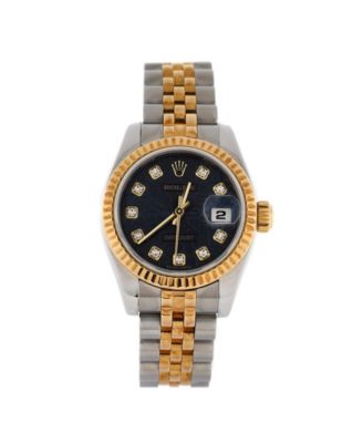 Pre-Owned Rolex Oyster Perpetual Datejust Automatic Watch in Stainless Steel and Gold with Diamond Markers 26mm