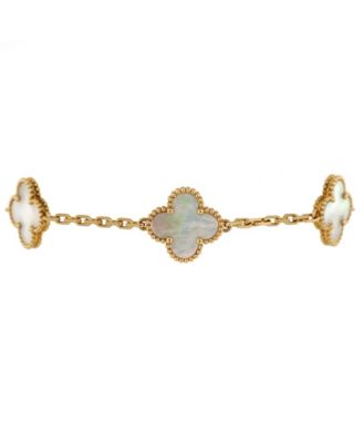 Pre-Owned Van Cleef & Arpels Vintage Alhambra 5 Motifs Bracelet 18K Gold and Mother of Pearl