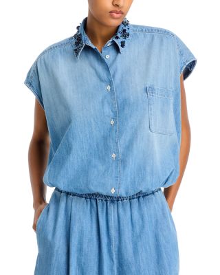 Fabiana Filippi - Embellished Collar Denim Shirt