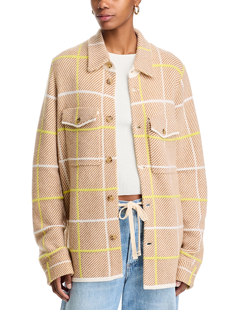 Guest In Residence Dylan Plaid Cashmere Shirt In Almond Combo In Almond Combo