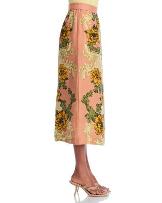 Delicate Flower Linen Arabesque Skirt