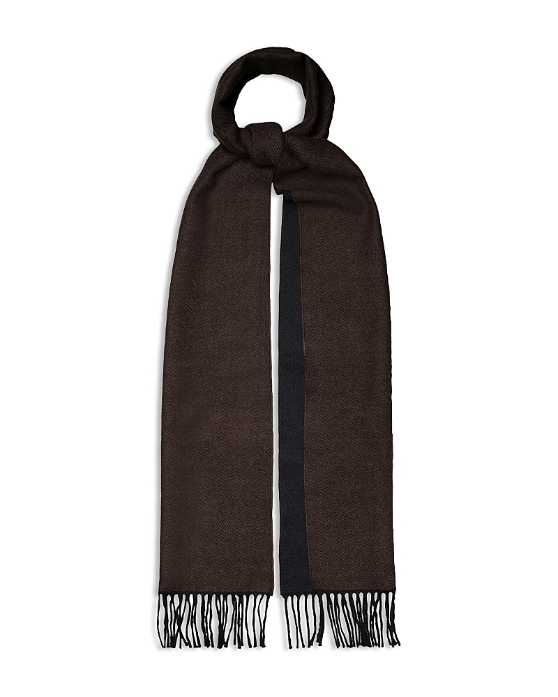 Eton Two Sided Merino Wool Scarf In Dark Brown