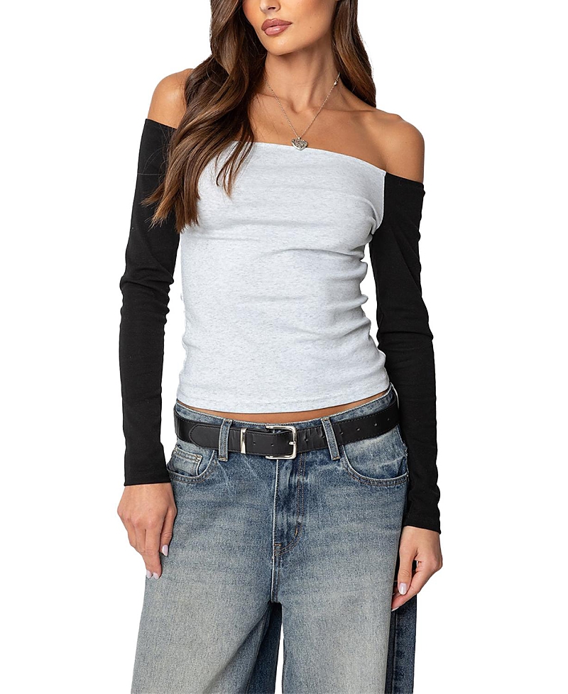 Edikted Contrast Off Shoulder Top · XS