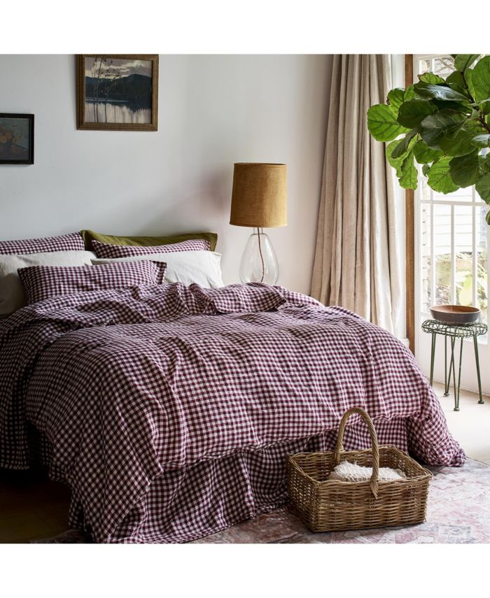 Gingham Linen Blend Duvet Cover, Twin