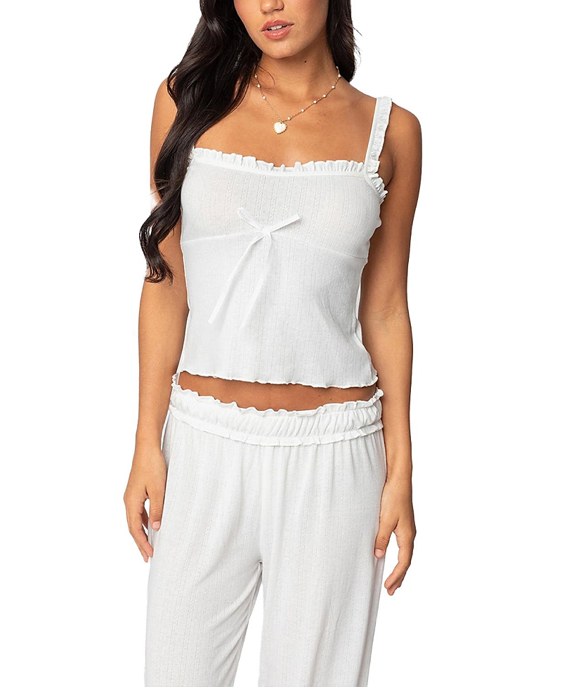 Edikted Sylvia Pointelle Tank Top In White