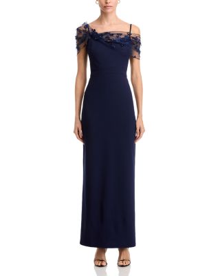 Beaded Twist Overlay Gown