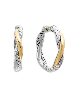David Yurman - Petite Infinity Hoop Earrings in Sterling Silver with 14K Yellow Gold