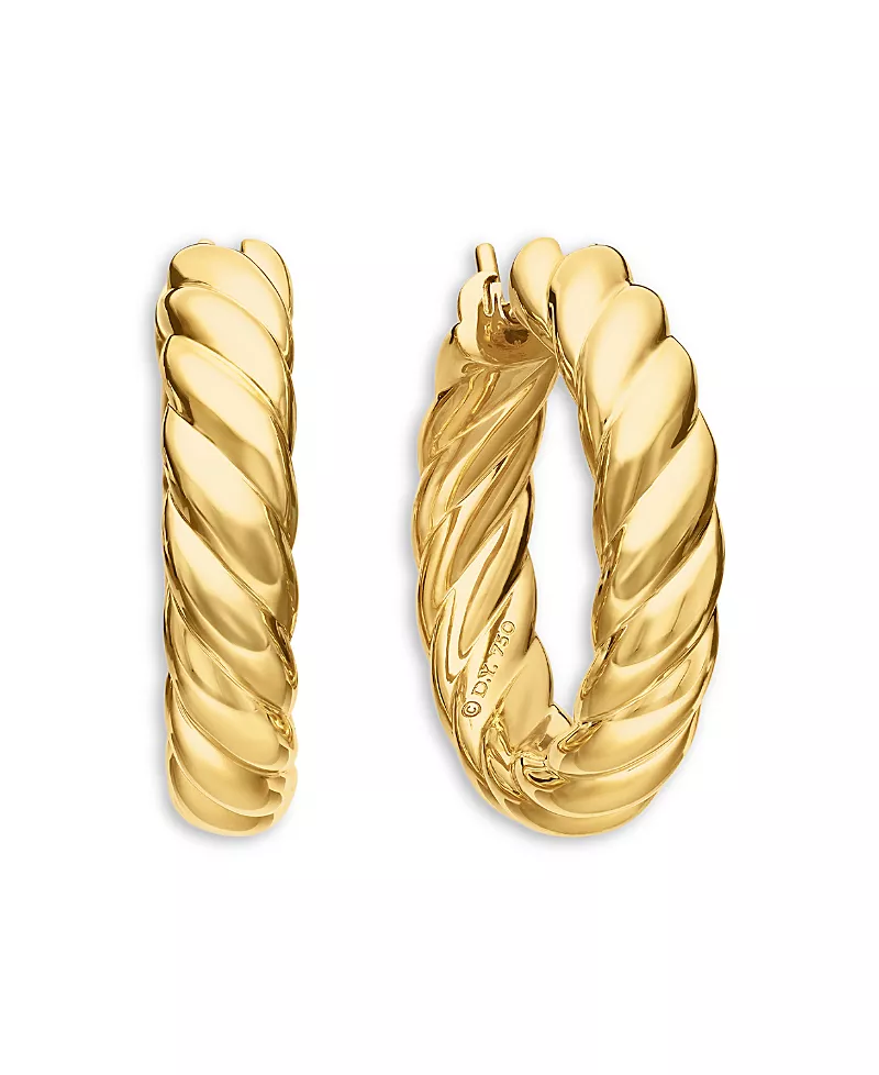 Sculpted Cable Hoop Earrings in 18K Yellow Gold, 25.4mm